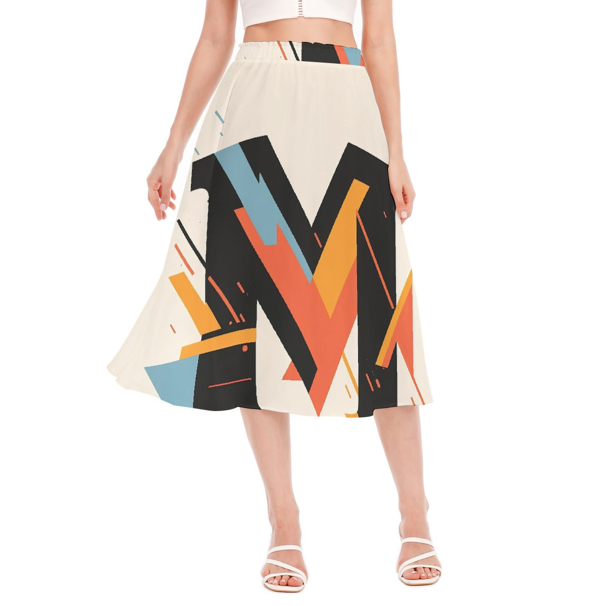 All-Over Print Women's Long Section Chiffon Skirt