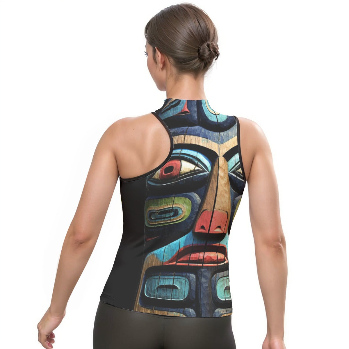All-Over Print Women's Halter Sleeveless Asymmetrical Tank Top