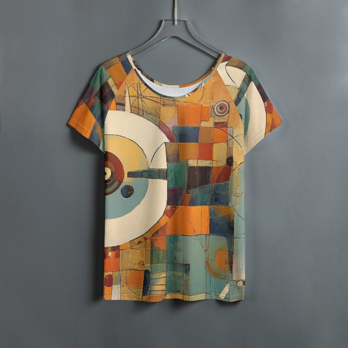 All-Over Print Women's Round Neck T-shirt With Raglan Sleeve