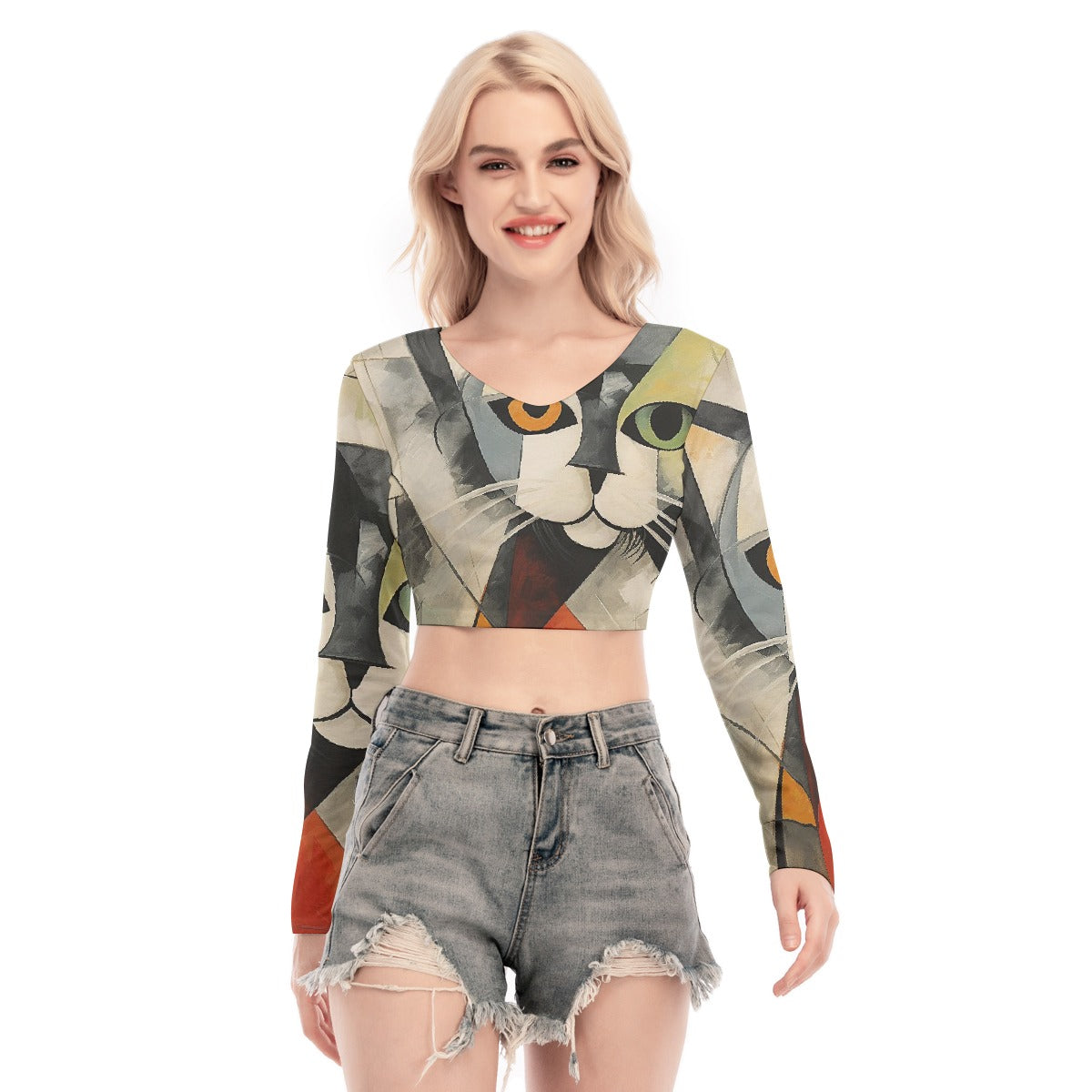 All-Over Print Women's Back Hollow T-shirt With Strap
