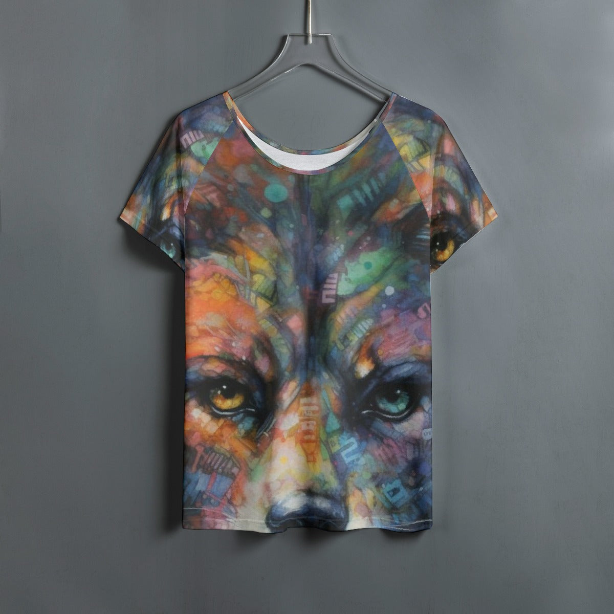 All-Over Print Women's Round Neck T-shirt With Raglan Sleeve
