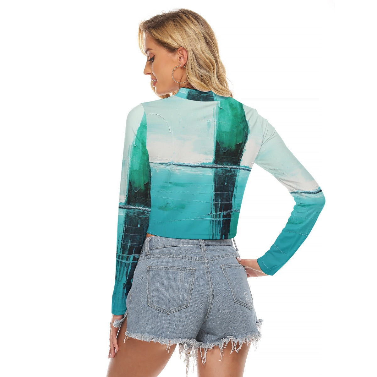 All-Over Print Women's Hollow Chest Keyhole Tight Crop Top