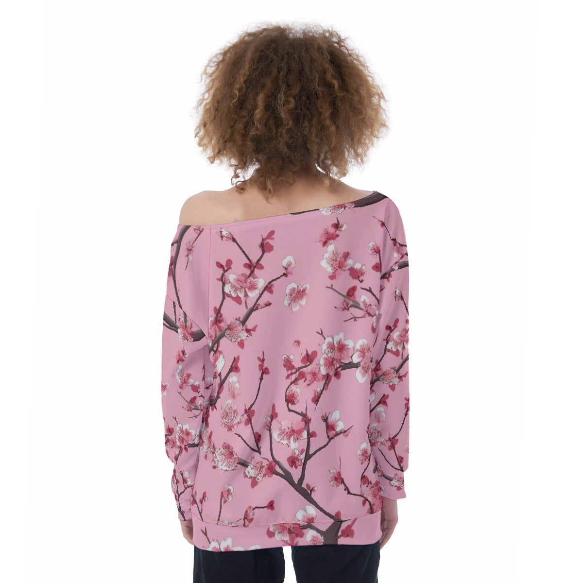 All-Over Print Oversized Women's Off-Shoulder Sweatshirt