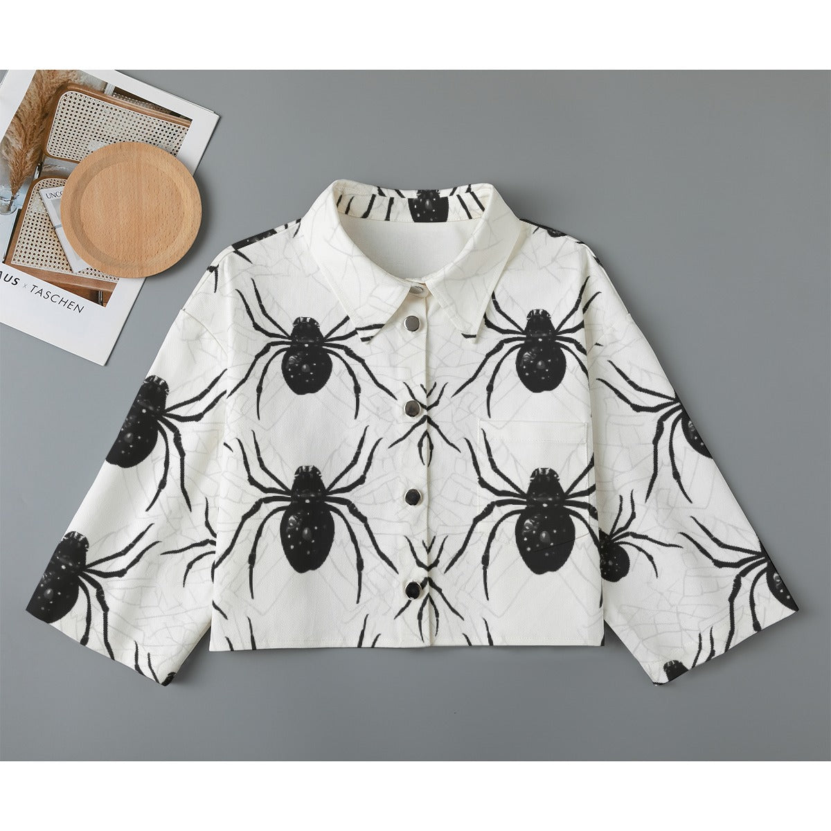 All-Over Print Women's Cropped Jacket | 245GSM Cotton