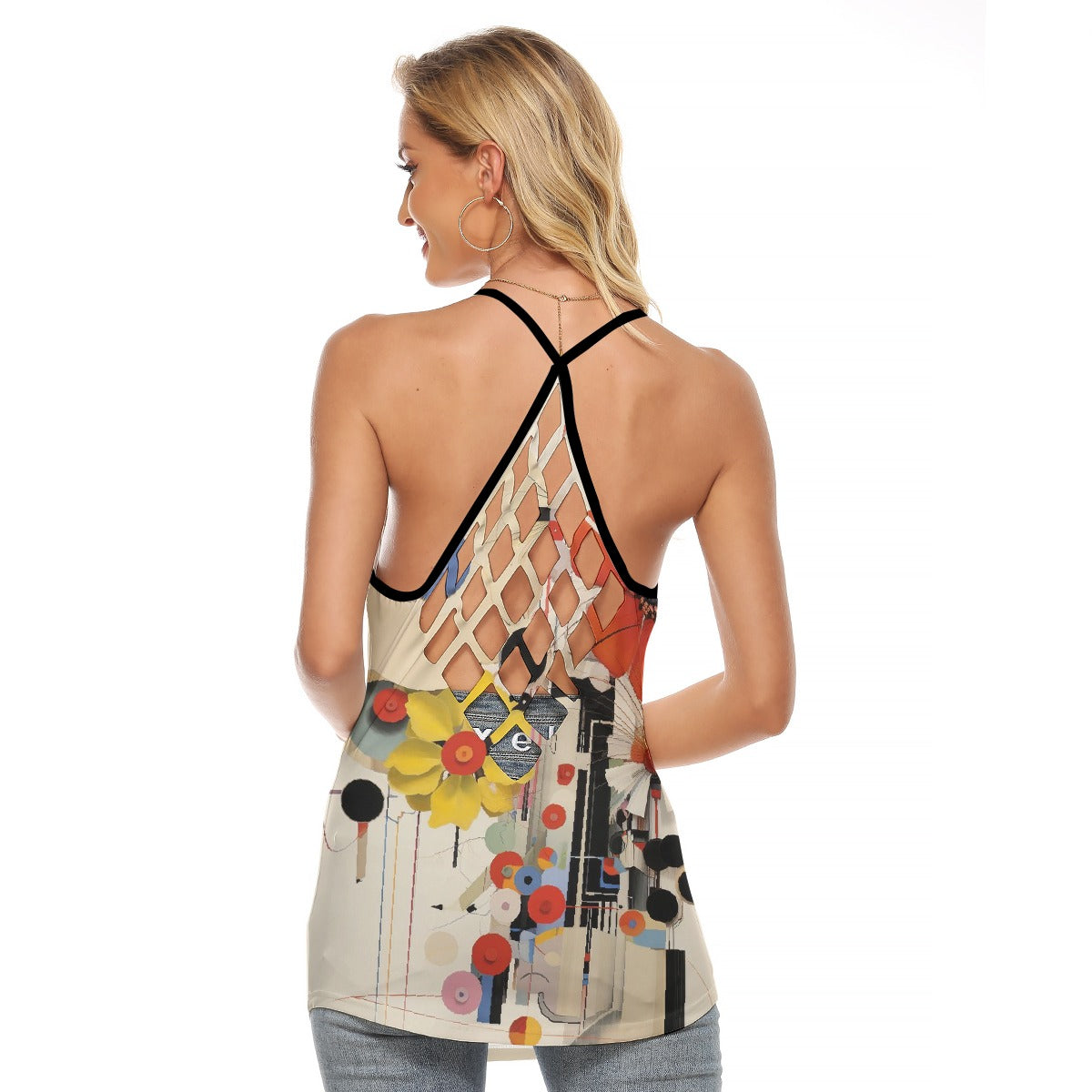 All-Over Print Women's Criss-Cross Open Back Tank Top
