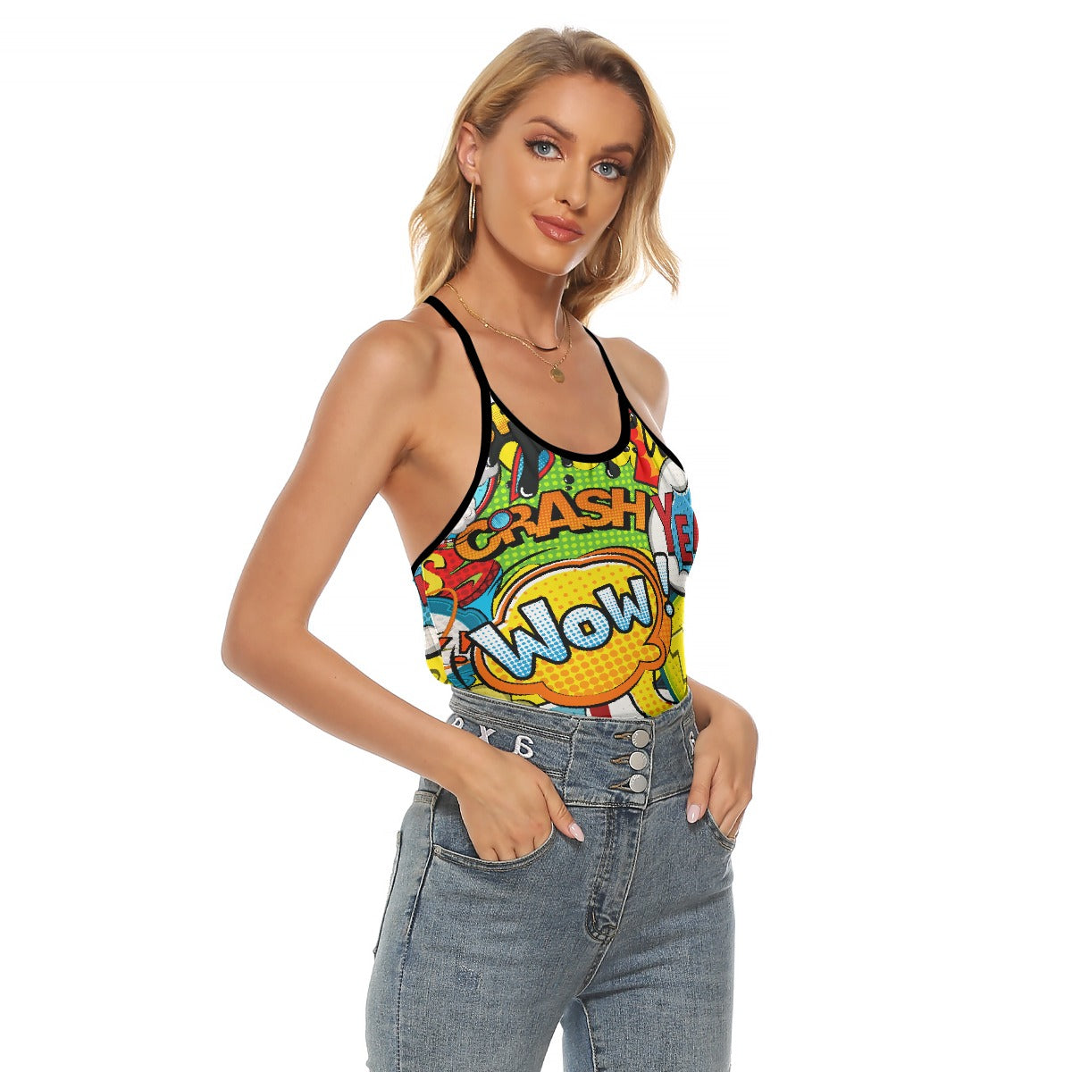 All-Over Print Women's Criss-Cross Open Back Tank Top