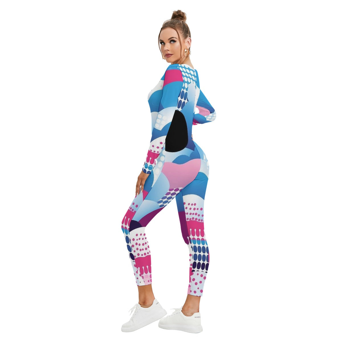 All-Over Print Women's Plunging Neck Jumpsuit