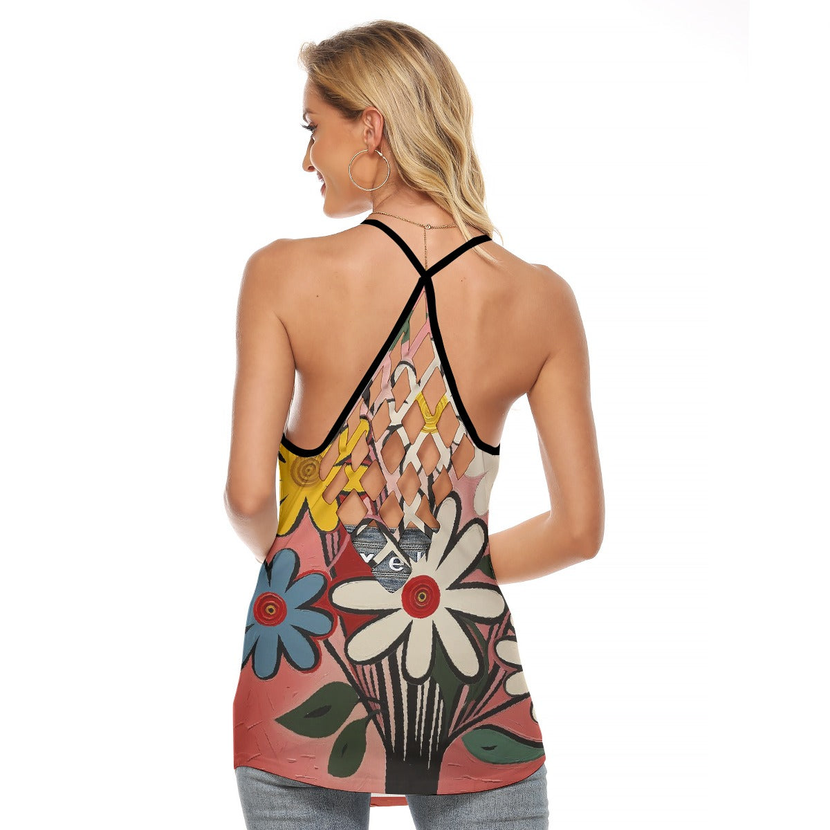 All-Over Print Women's Criss-Cross Open Back Tank Top