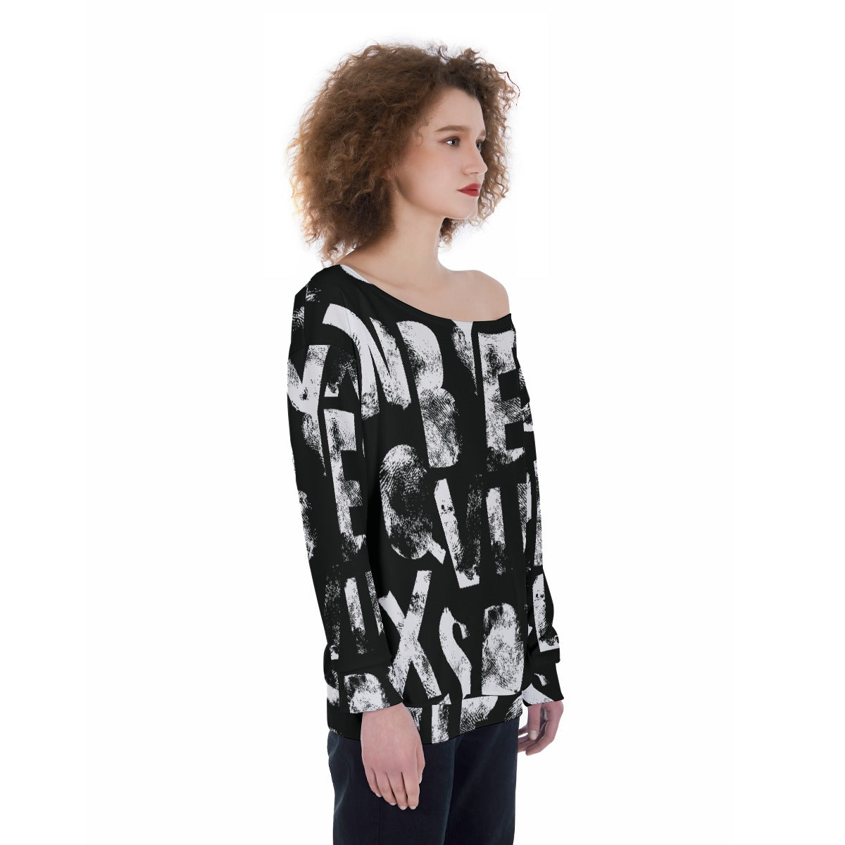 All-Over Print Oversized Women's Off-Shoulder Sweatshirt