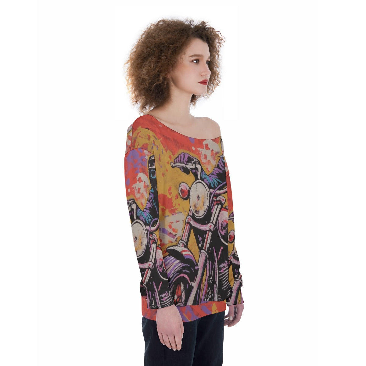 All-Over Print Oversized Women's Off-Shoulder Sweatshirt