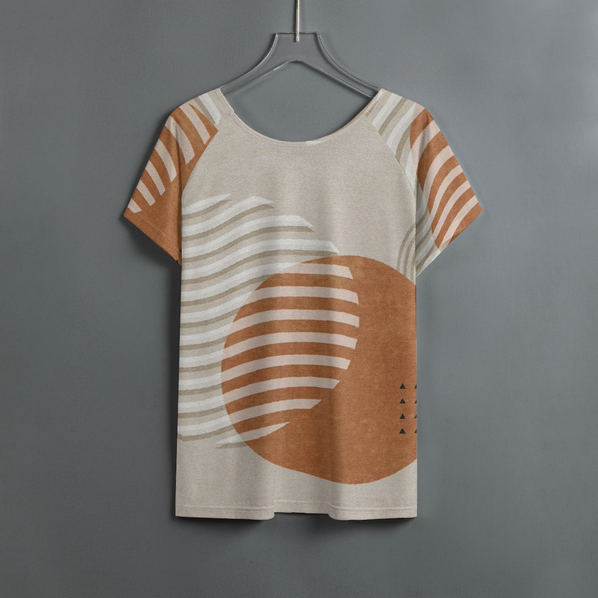 All-Over Print Women's Round Neck T-shirt With Raglan Sleeve