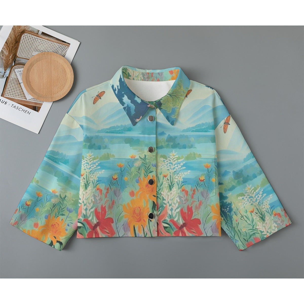 All-Over Print Women's Cropped Jacket | 245GSM Cotton