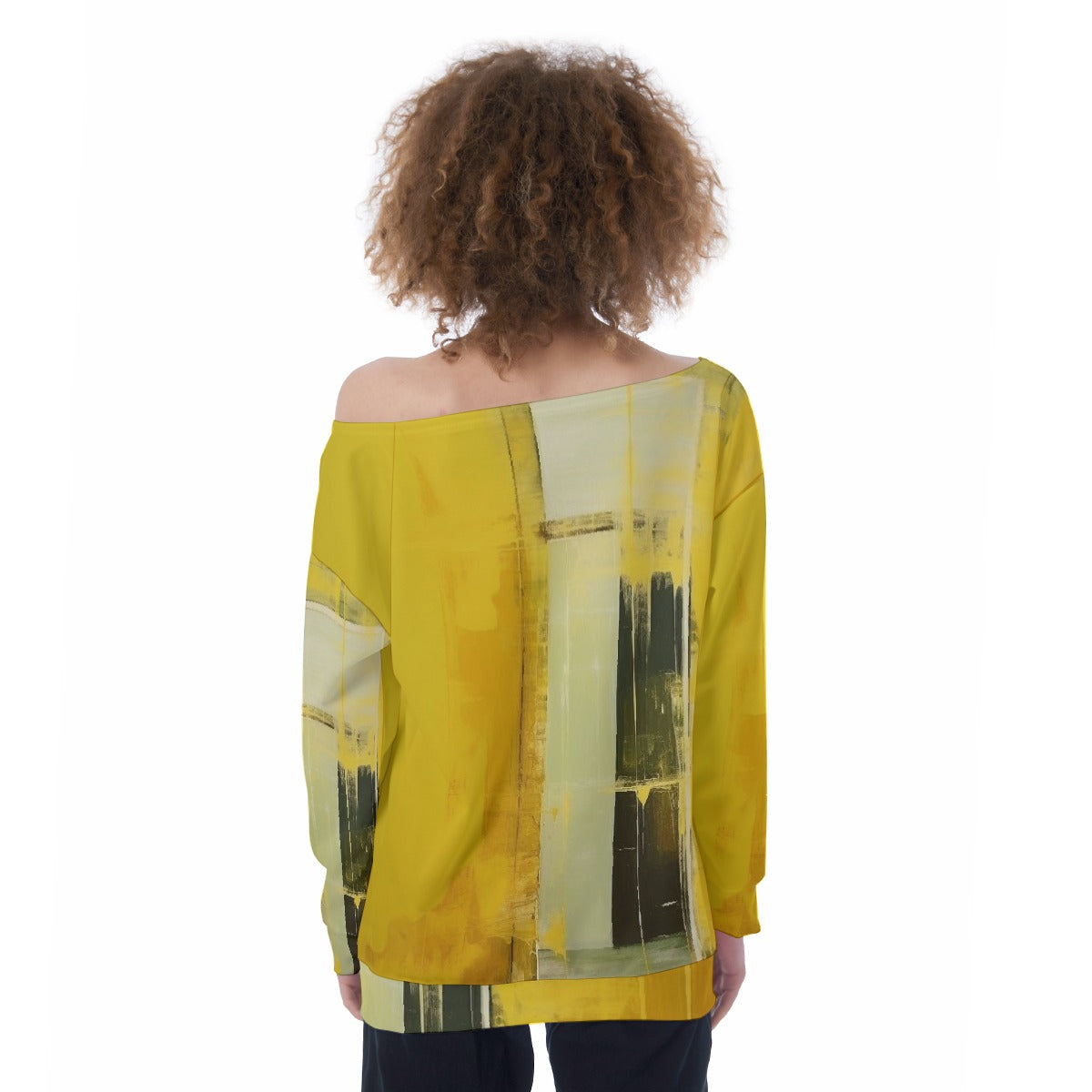 All-Over Print Oversized Women's Off-Shoulder Sweatshirt