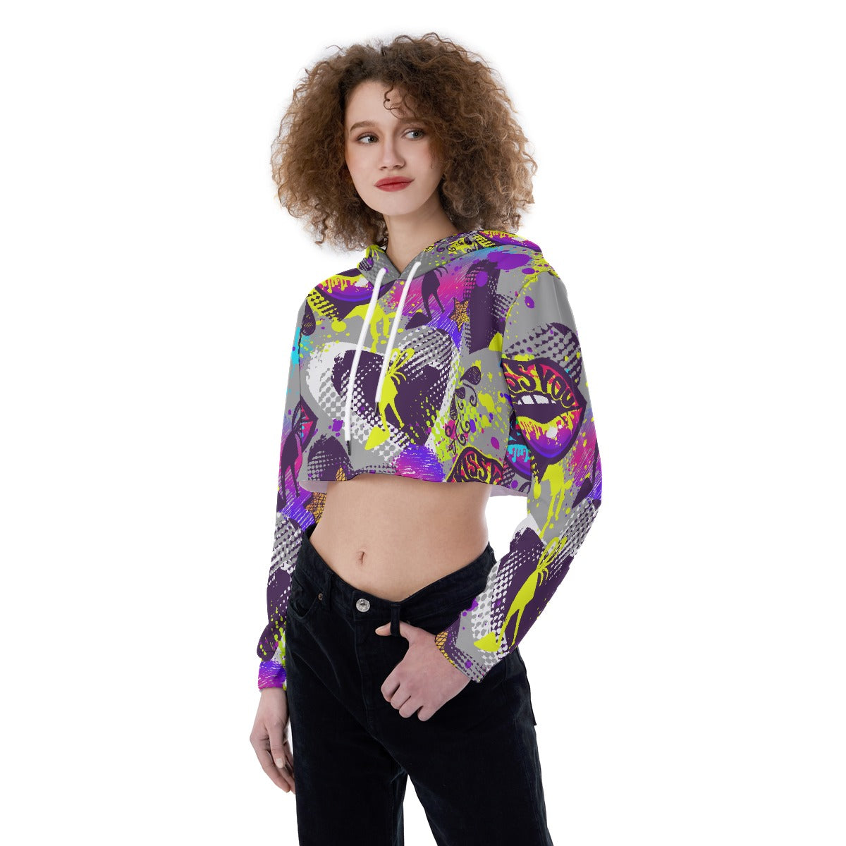 All-Over Print Women's Crop Top Hoodie