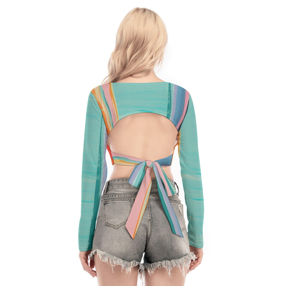 All-Over Print Women's Back Hollow T-shirt With Strap