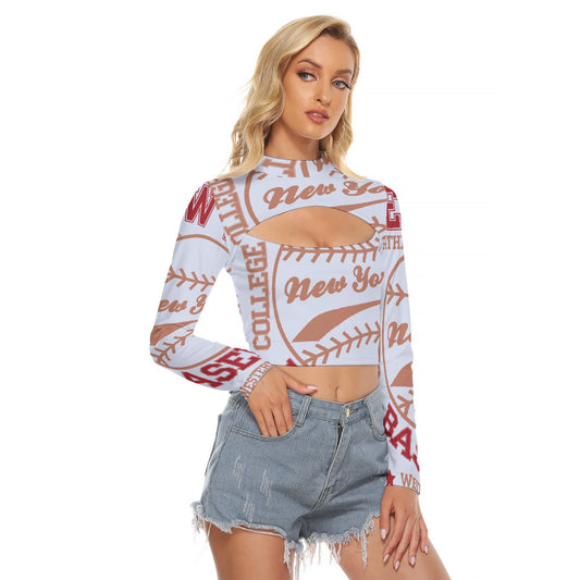 All-Over Print Women's Hollow Chest Keyhole Tight Crop Top
