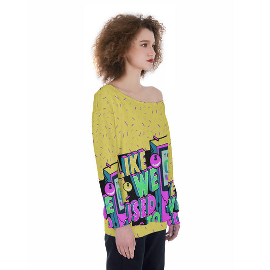 All-Over Print Oversized Women's Off-Shoulder Sweatshirt