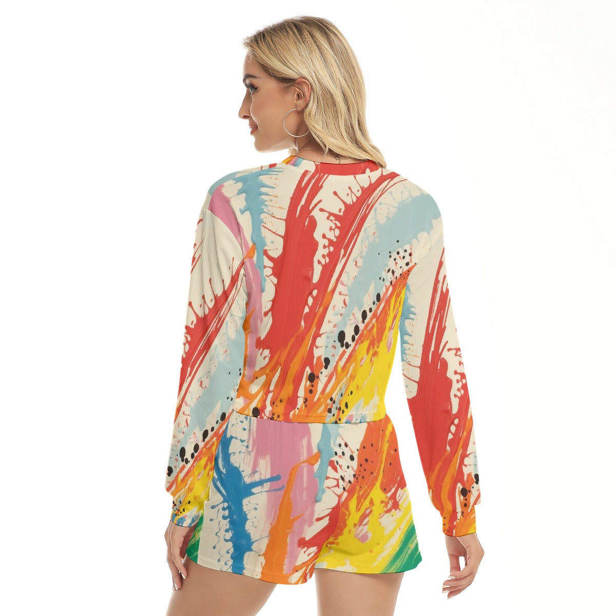 All-Over Print Women's Short Sweatshirt And Pants Suit