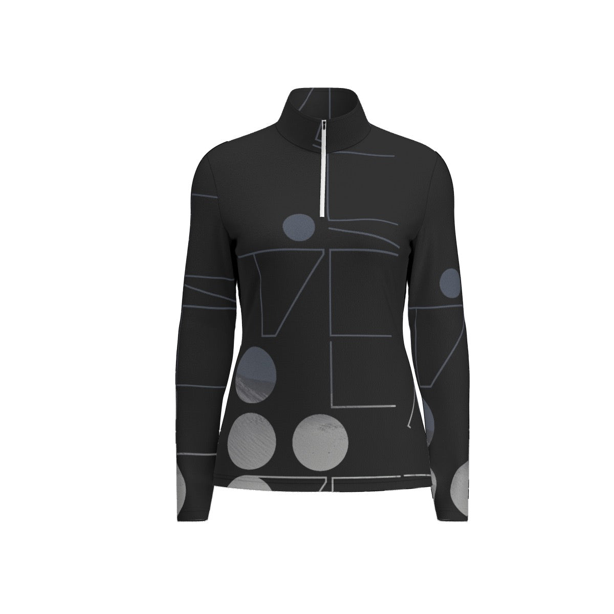 All-Over Print Women's Sports Collar Jersey With Long Sleeve