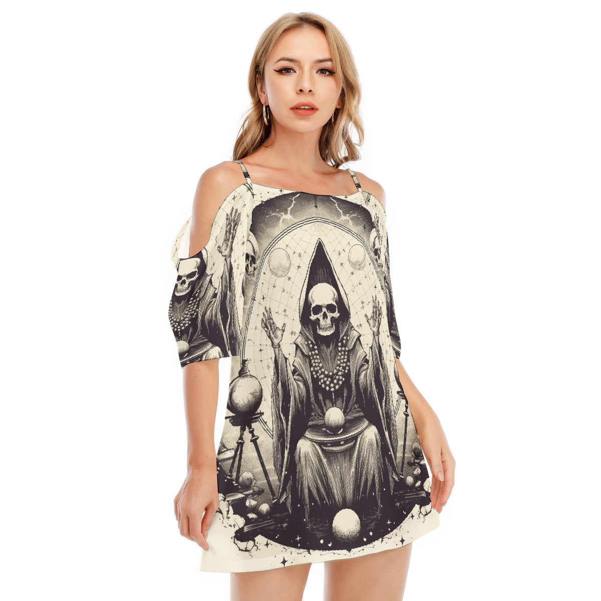 All-Over Print Women's Off-shoulder Cami Dress