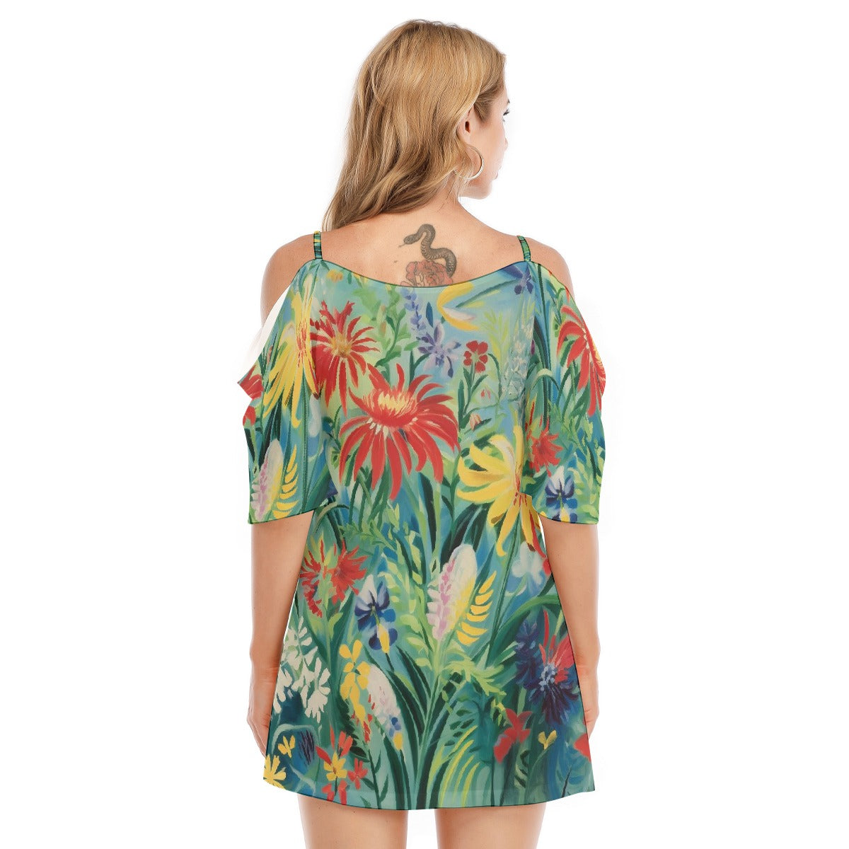 All-Over Print Women's Off-shoulder Cami Dress