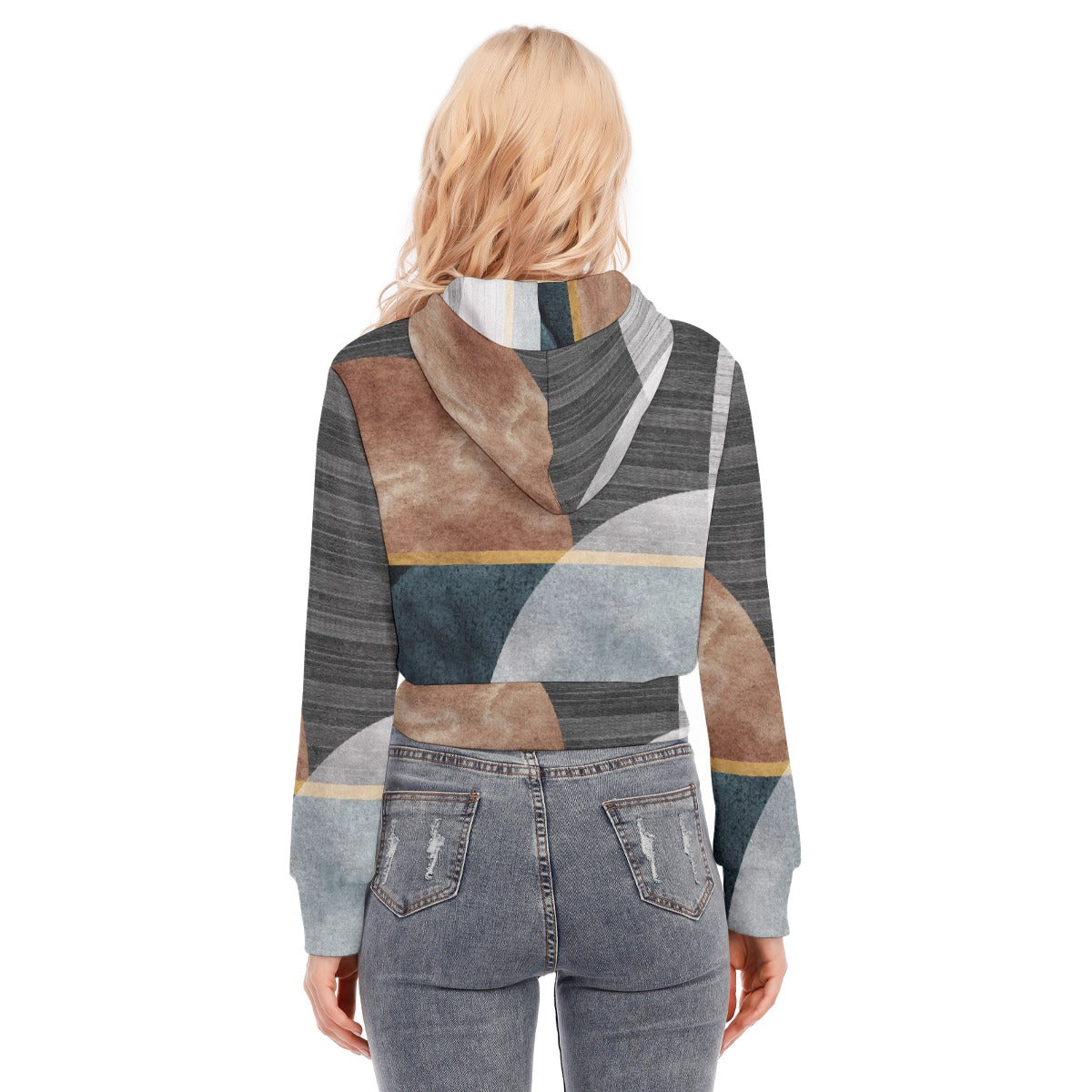 All-Over Print Women's Crop Top Hoodie With Zipper Closure