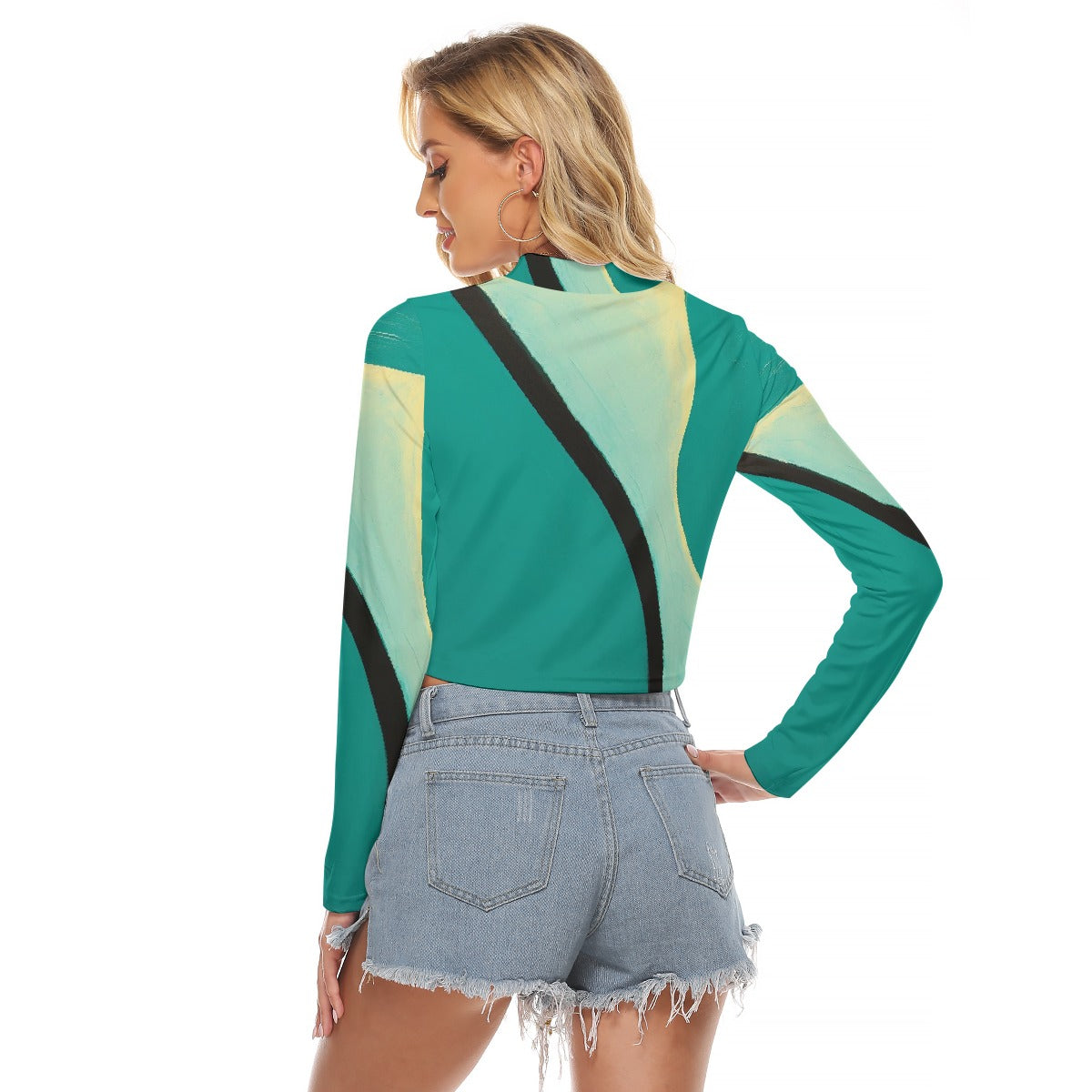 All-Over Print Women's Hollow Chest Keyhole Tight Crop Top