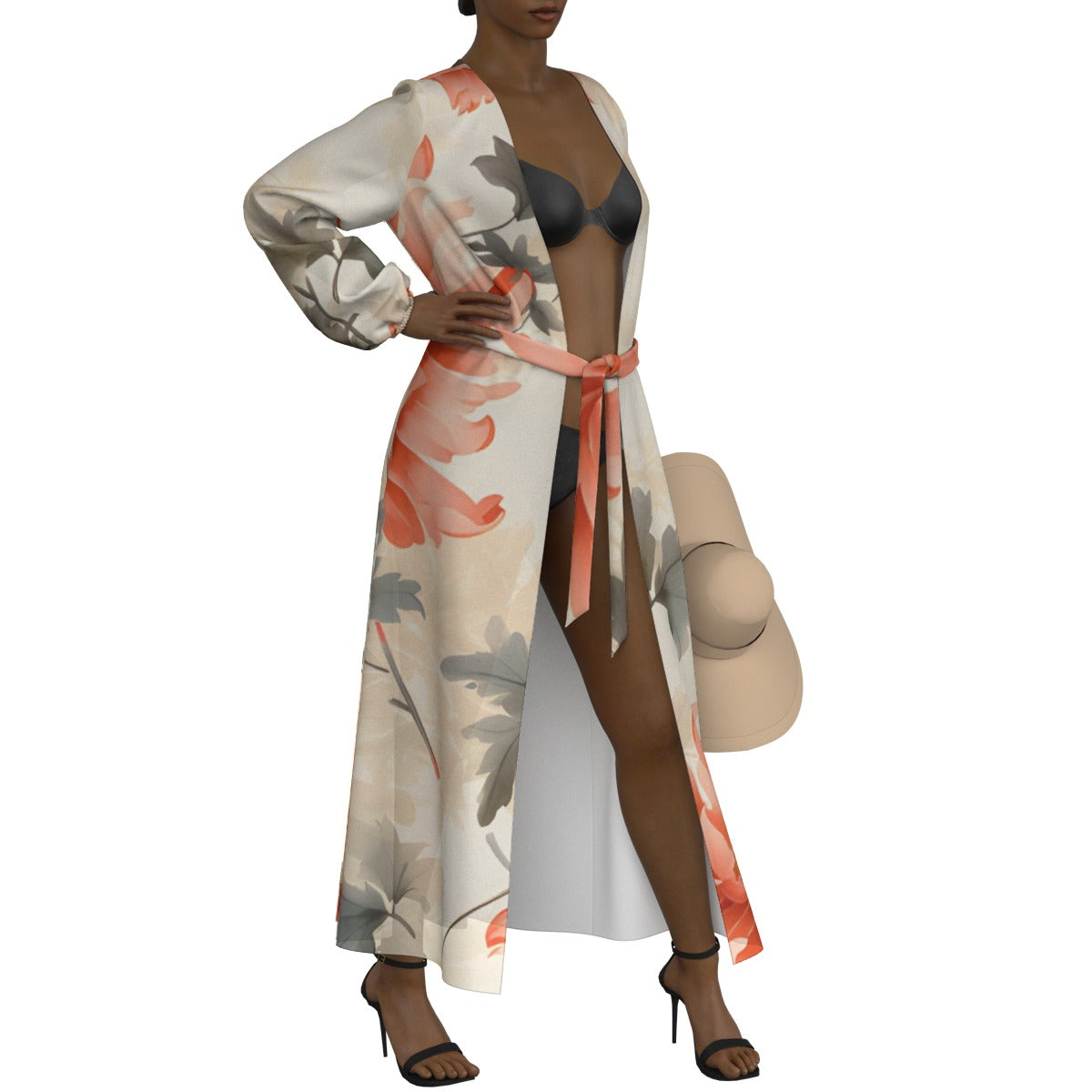 All-Over Print Women's Lace-up Chiffon Robe