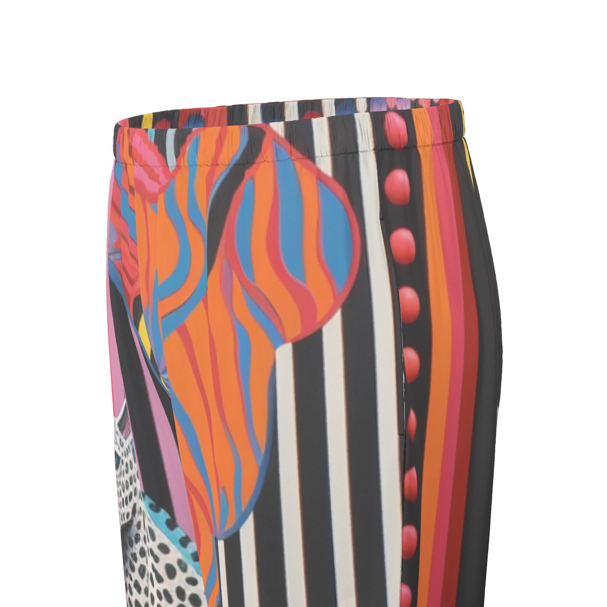 All-Over Print Women's Long Sleeve Pajama Set With Black Contrast Piping