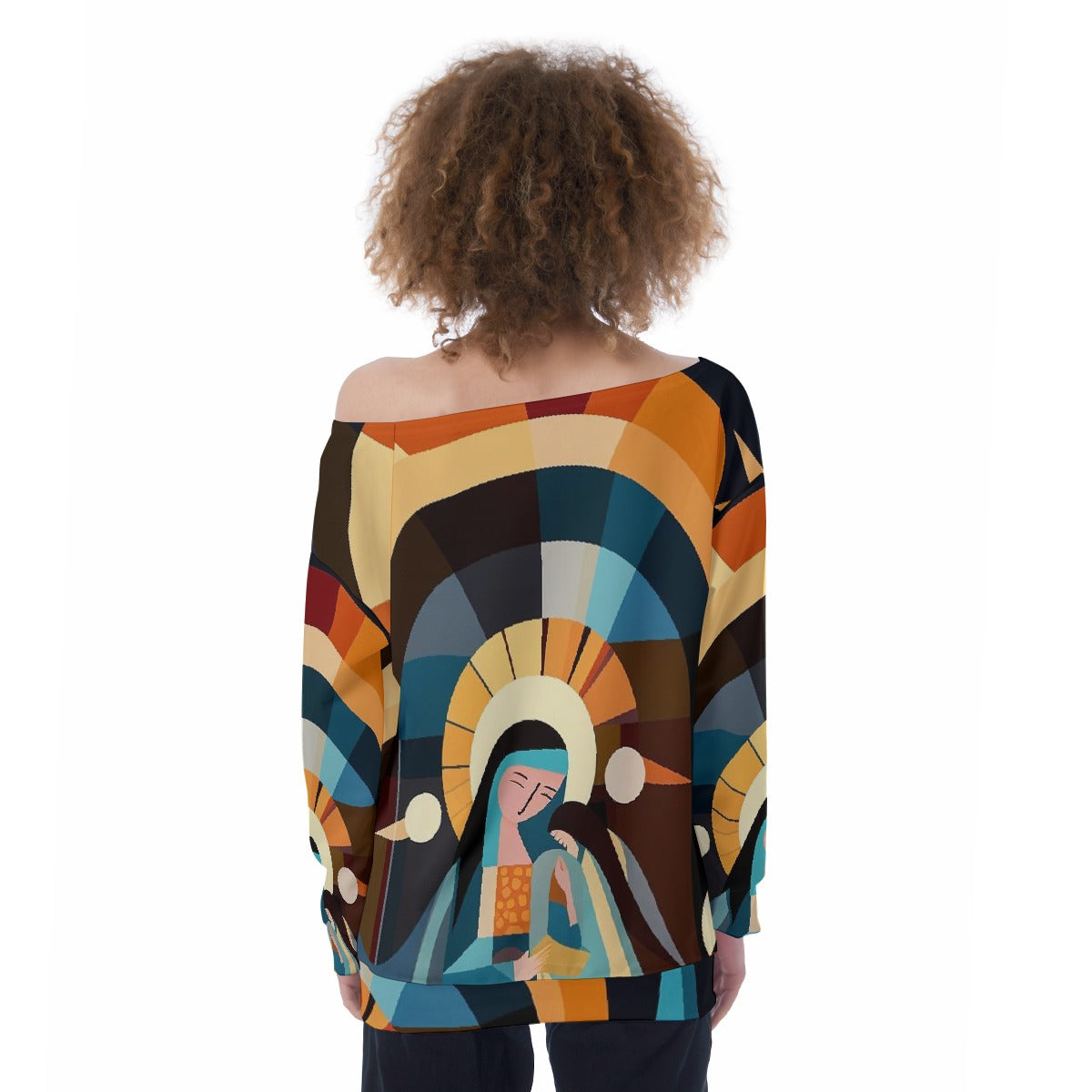 All-Over Print Oversized Women's Off-Shoulder Sweatshirt