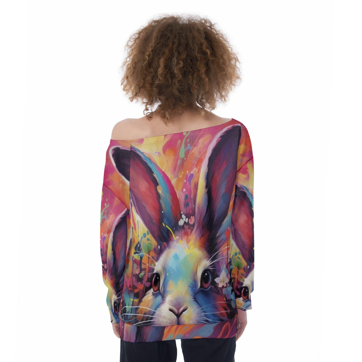 All-Over Print Oversized Women's Off-Shoulder Sweatshirt