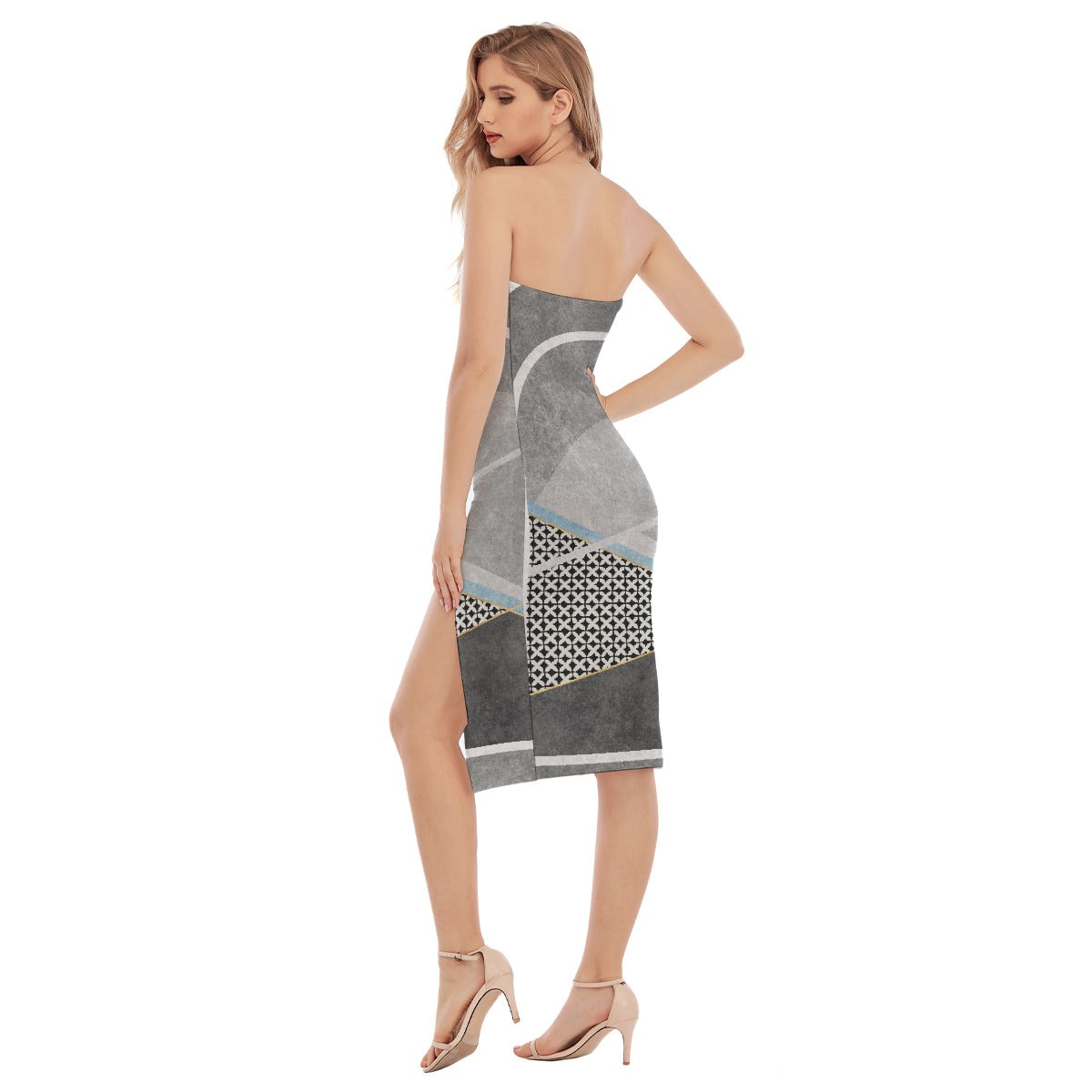 All-Over Print Women's Side Split Tube Top Dress