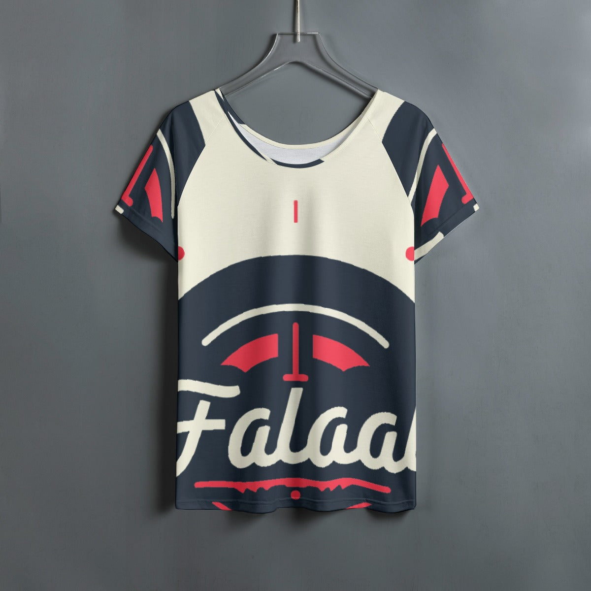 All-Over Print Women's Round Neck T-shirt With Raglan Sleeve