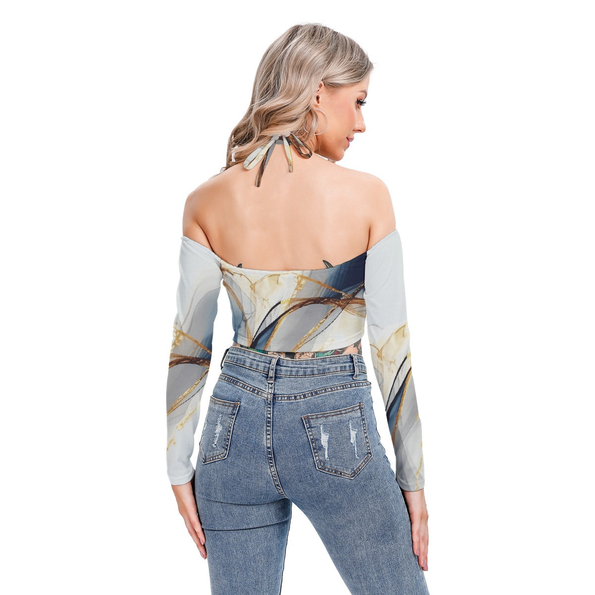 All-Over Print Women's Halter Lace-up Top