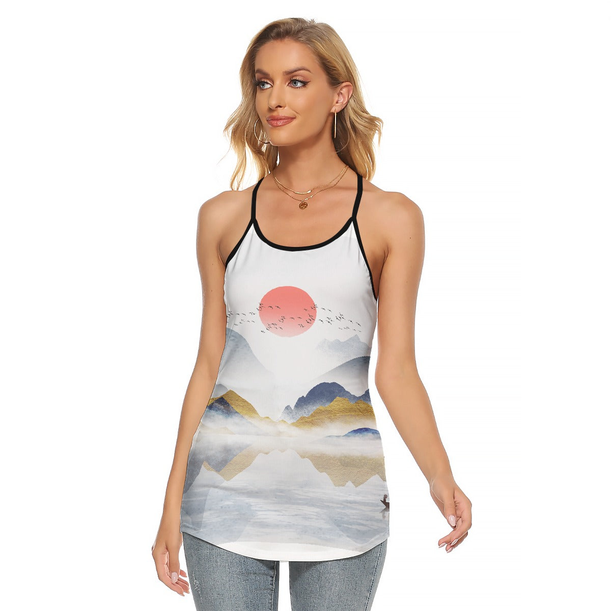 All-Over Print Women's Criss-Cross Open Back Tank Top