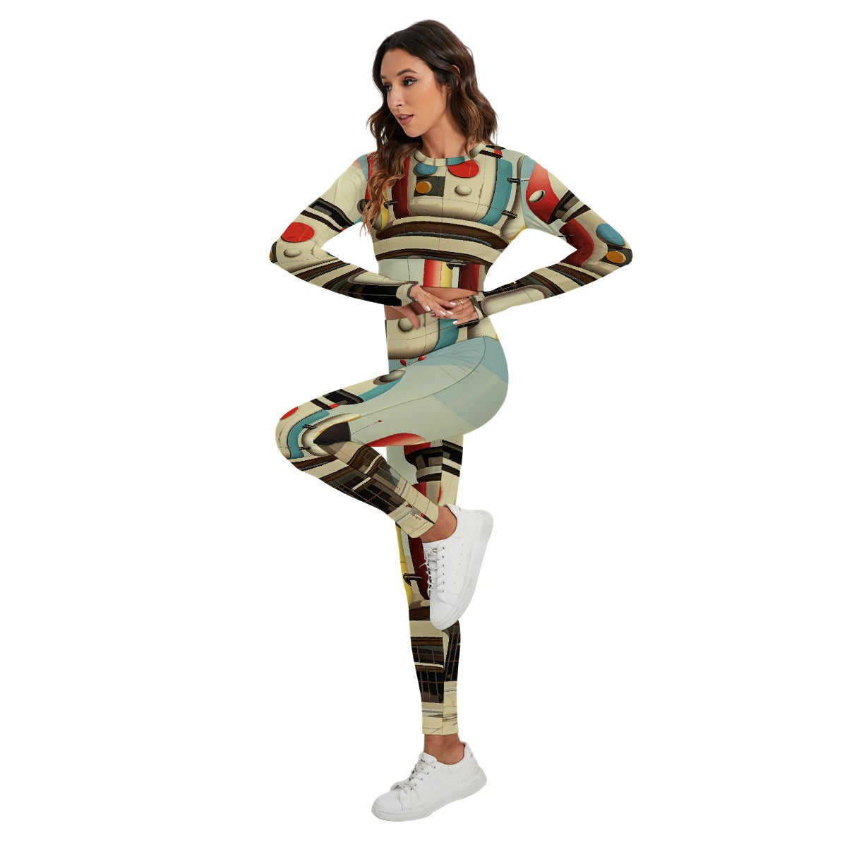 All-Over Print Women's Sport Set With Backless Top And Leggings
