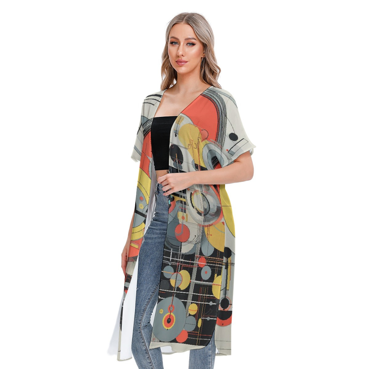 All-Over Print Women's Short Sleeve Cardigan
