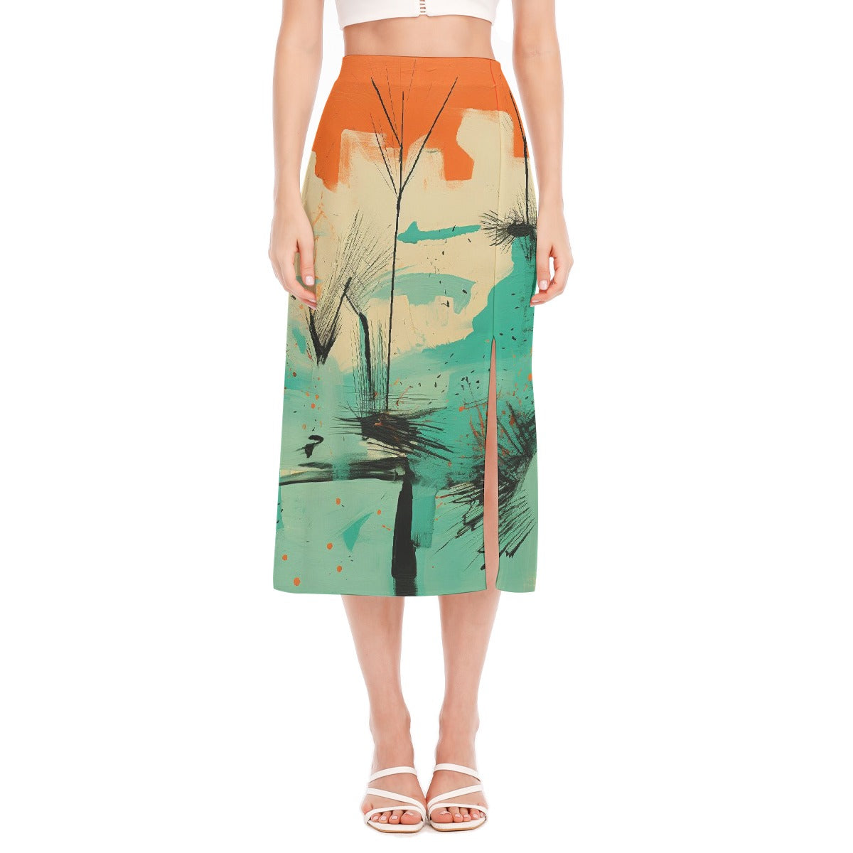 All-Over Print Women's High Slit Long Skirt
