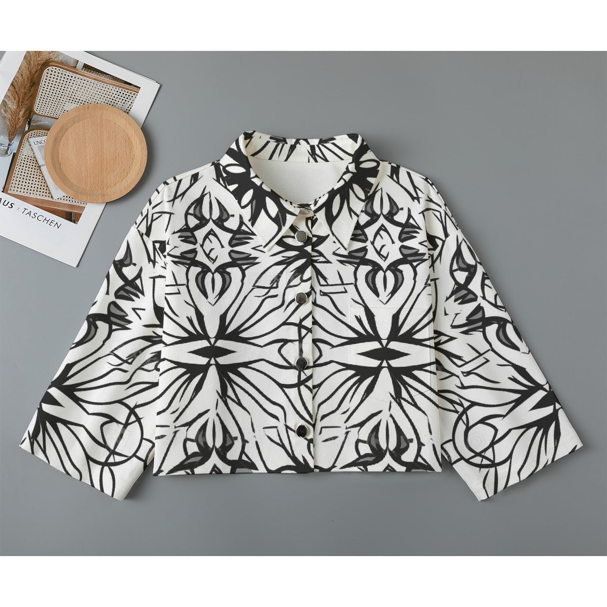All-Over Print Women's Cropped Jacket | 245GSM Cotton