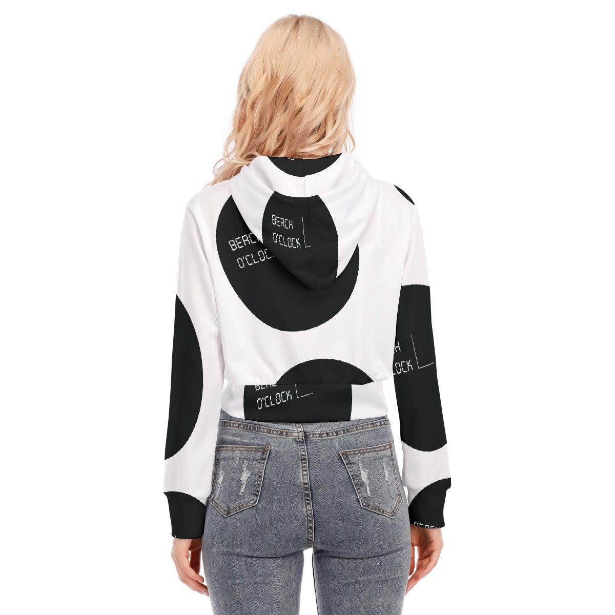 All-Over Print Women's Crop Top Hoodie With Zipper Closure