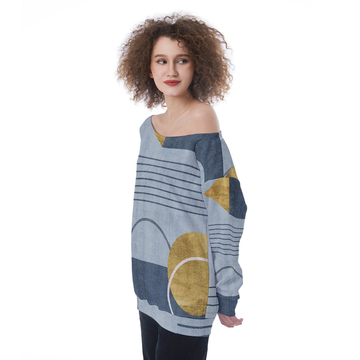 All-Over Print Oversized Women's Off-Shoulder Sweatshirt
