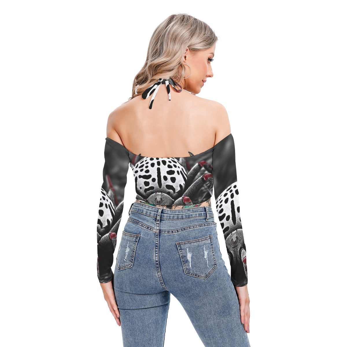 All-Over Print Women's Halter Lace-up Top