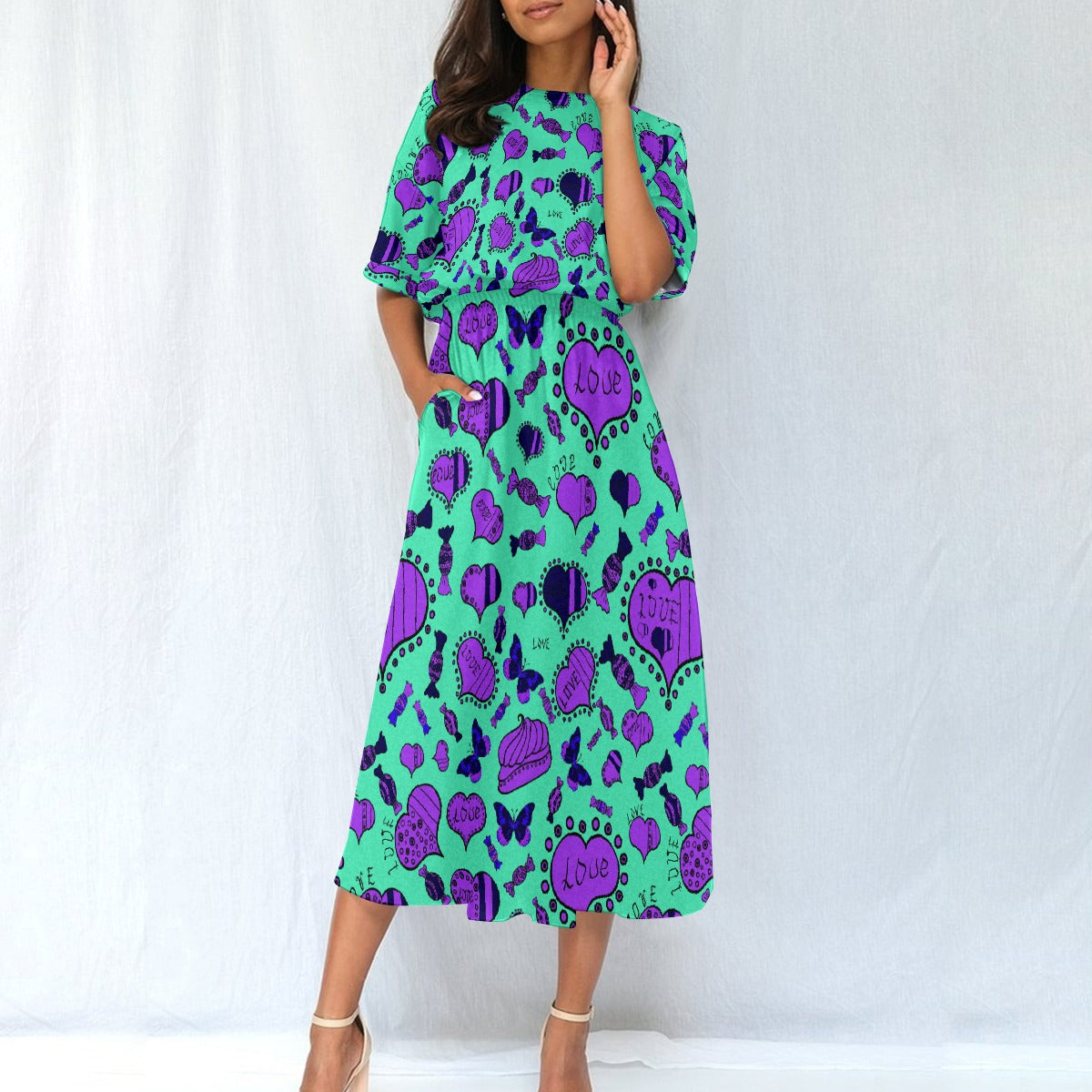 All-Over Print Women's Elastic Waist Dress