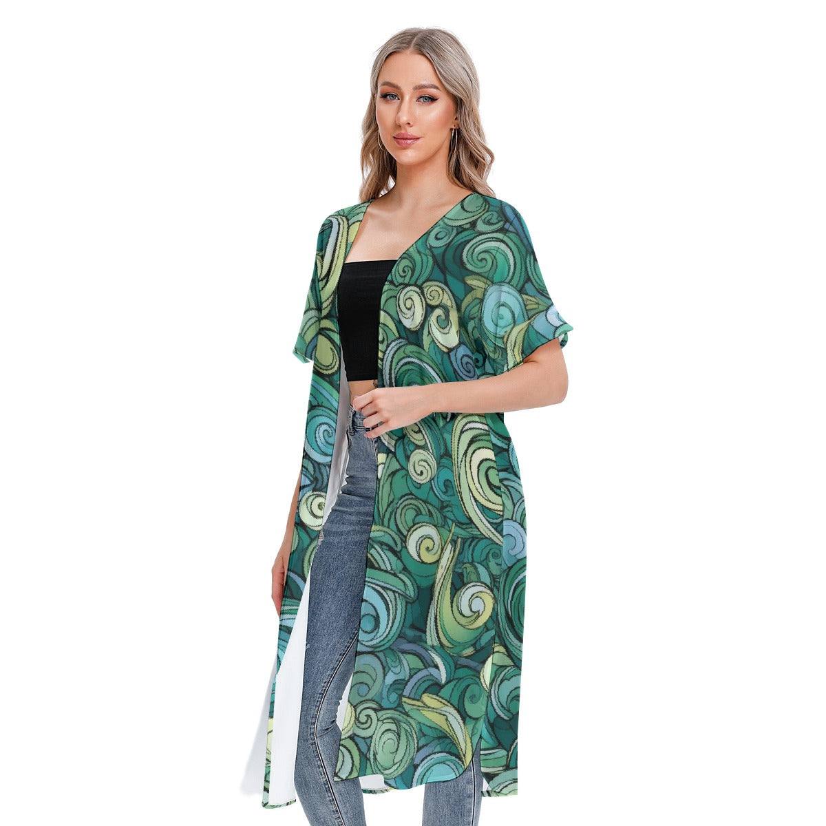 All-Over Print Women's Short Sleeve Cardigan