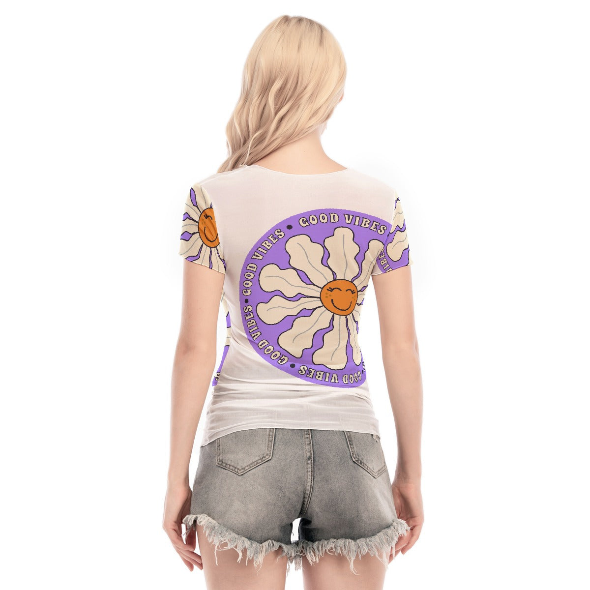 All-Over Print Women's Short Sleeve Mesh Blouse