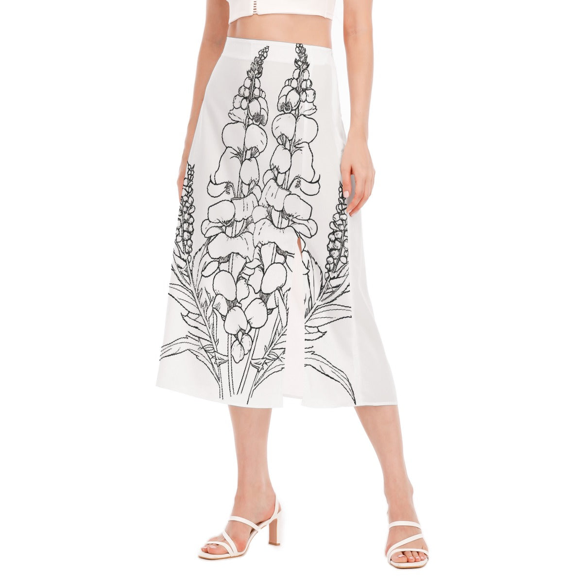 All-Over Print Women's High Slit Long Skirt