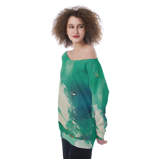 All-Over Print Oversized Women's Off-Shoulder Sweatshirt