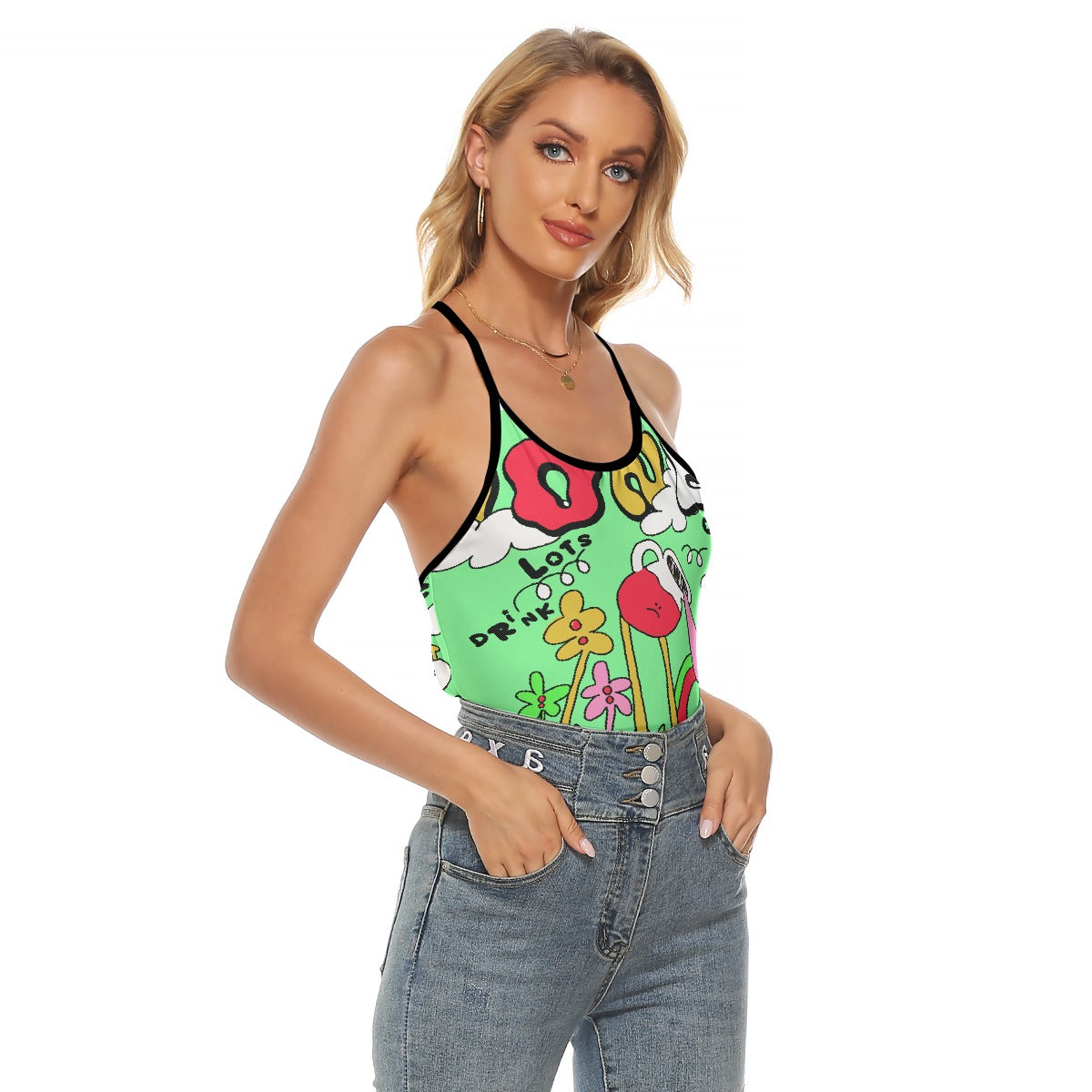 All-Over Print Women's Criss-Cross Open Back Tank Top