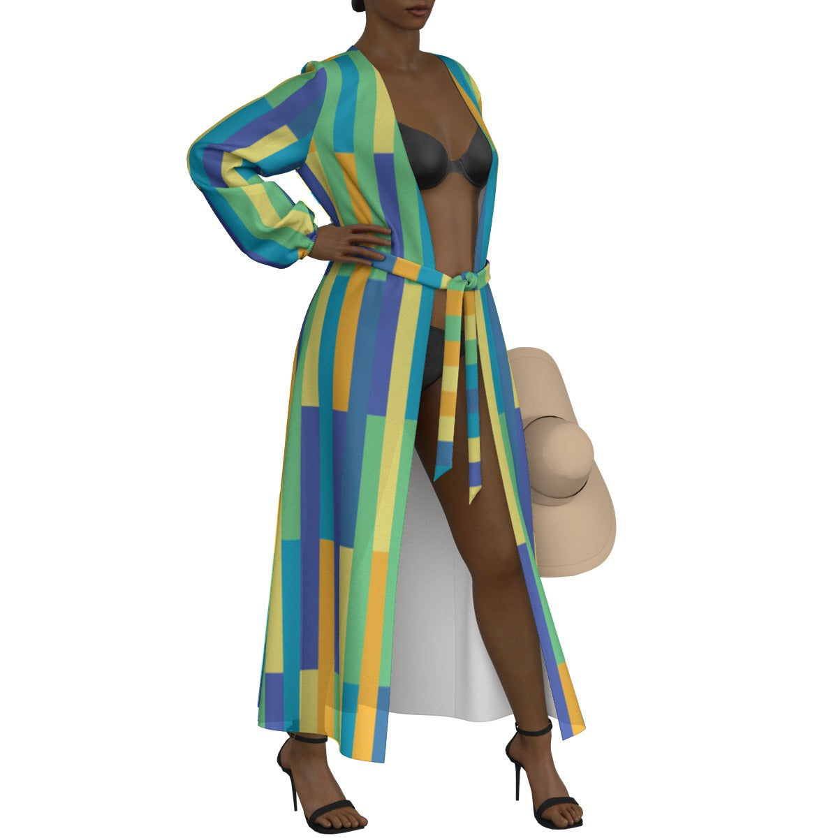 All-Over Print Women's Lace-up Chiffon Robe