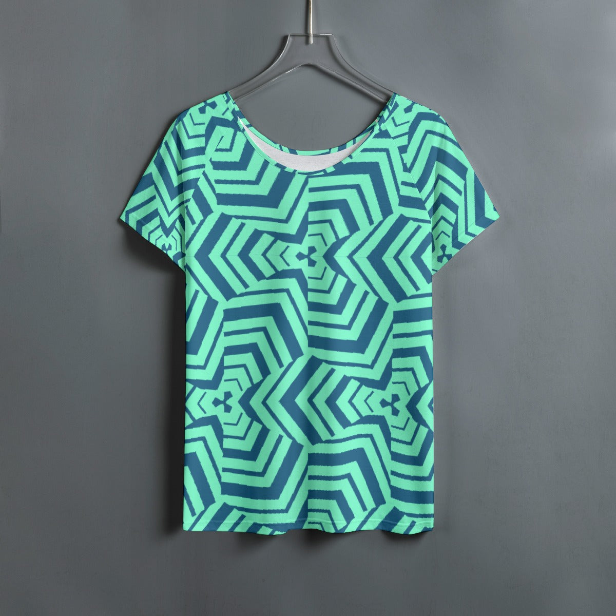 All-Over Print Women's Round Neck T-shirt With Raglan Sleeve